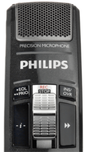 closeup of the philips speechmike smp3710 dictation microphone